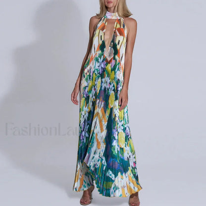 Draped Ethnic Hem Printed Maxi Dress