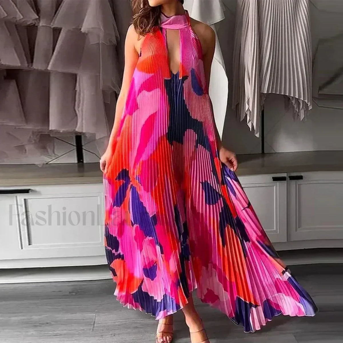 Draped Ethnic Hem Printed Maxi Dress