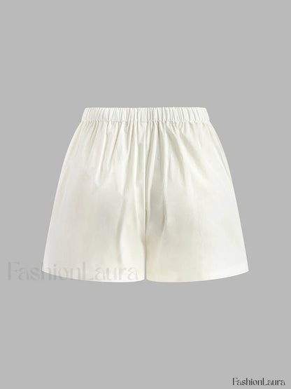 Drawstring Split Casual Shorts Set