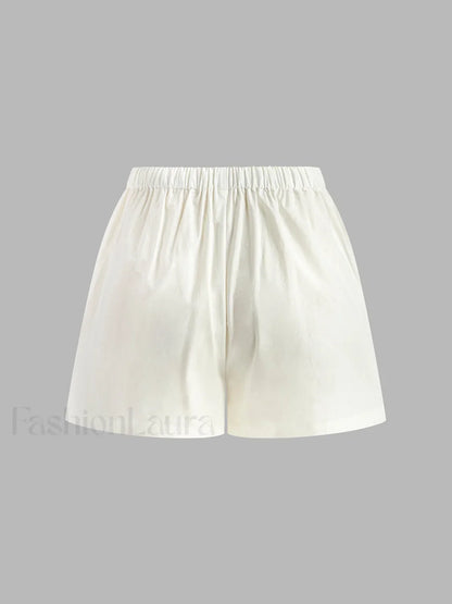 Drawstring Split Casual Shorts Set