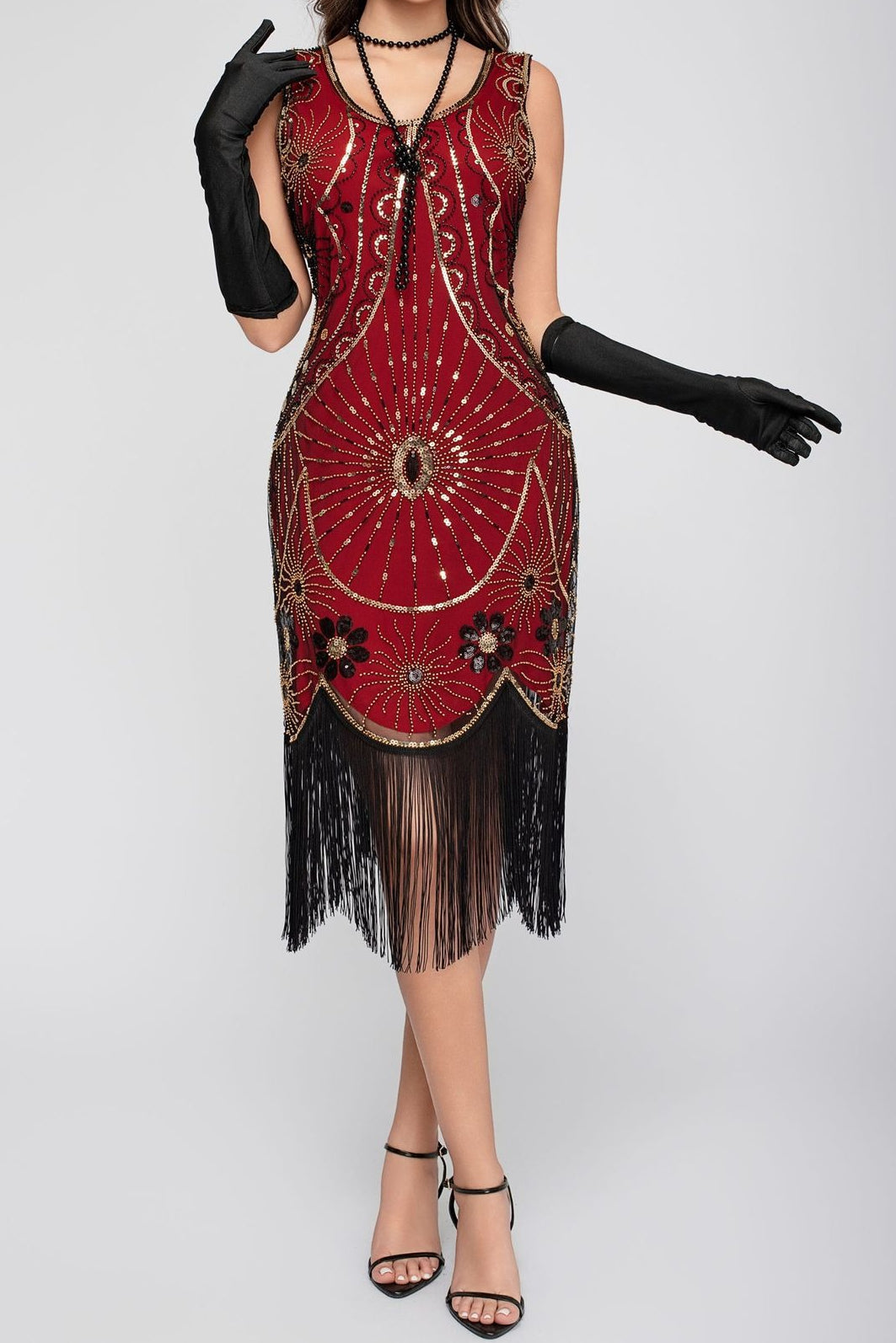 Sequin Beaded Tassel Tank Boho Dress