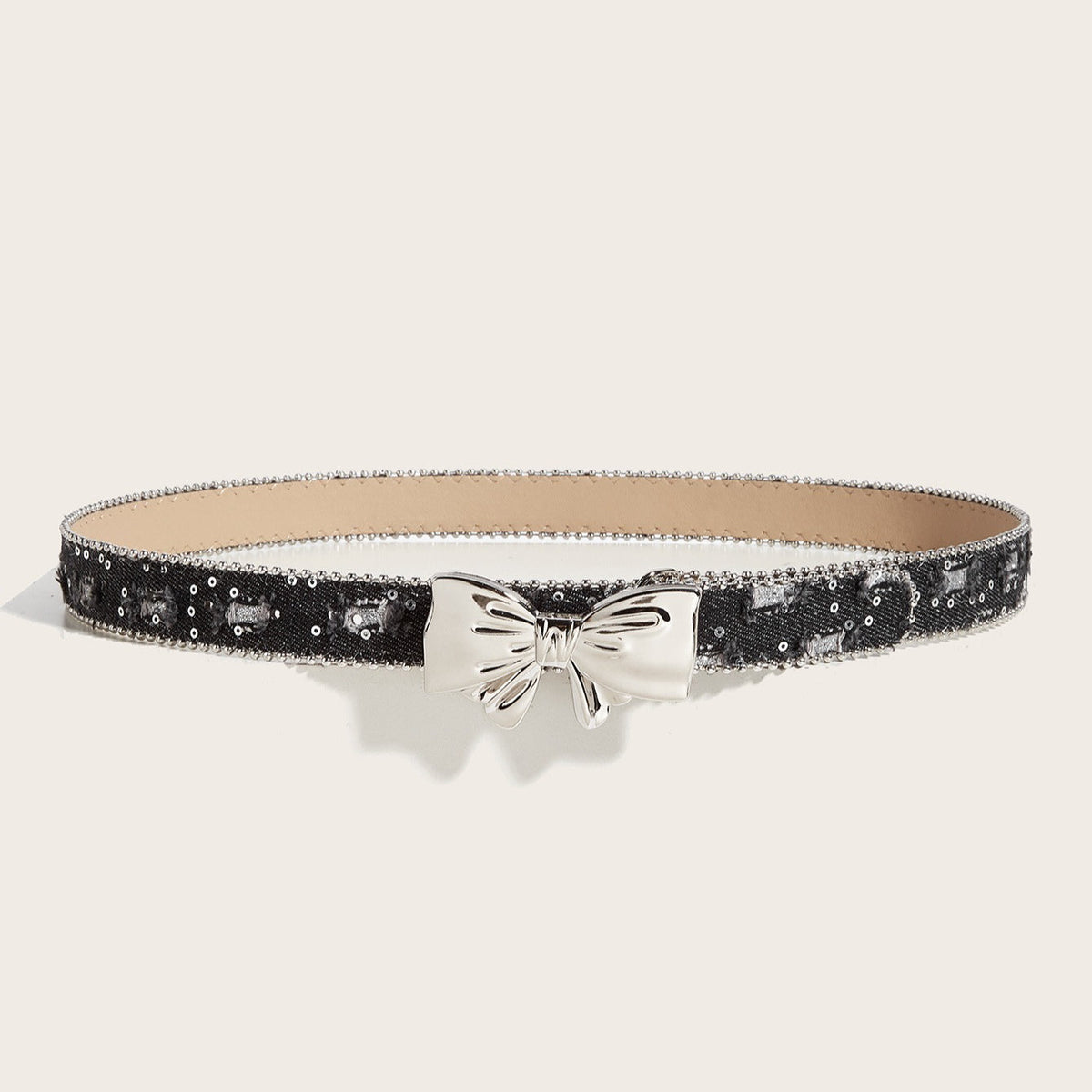 Denim Butterfly Buckle Beaded Statement Belt