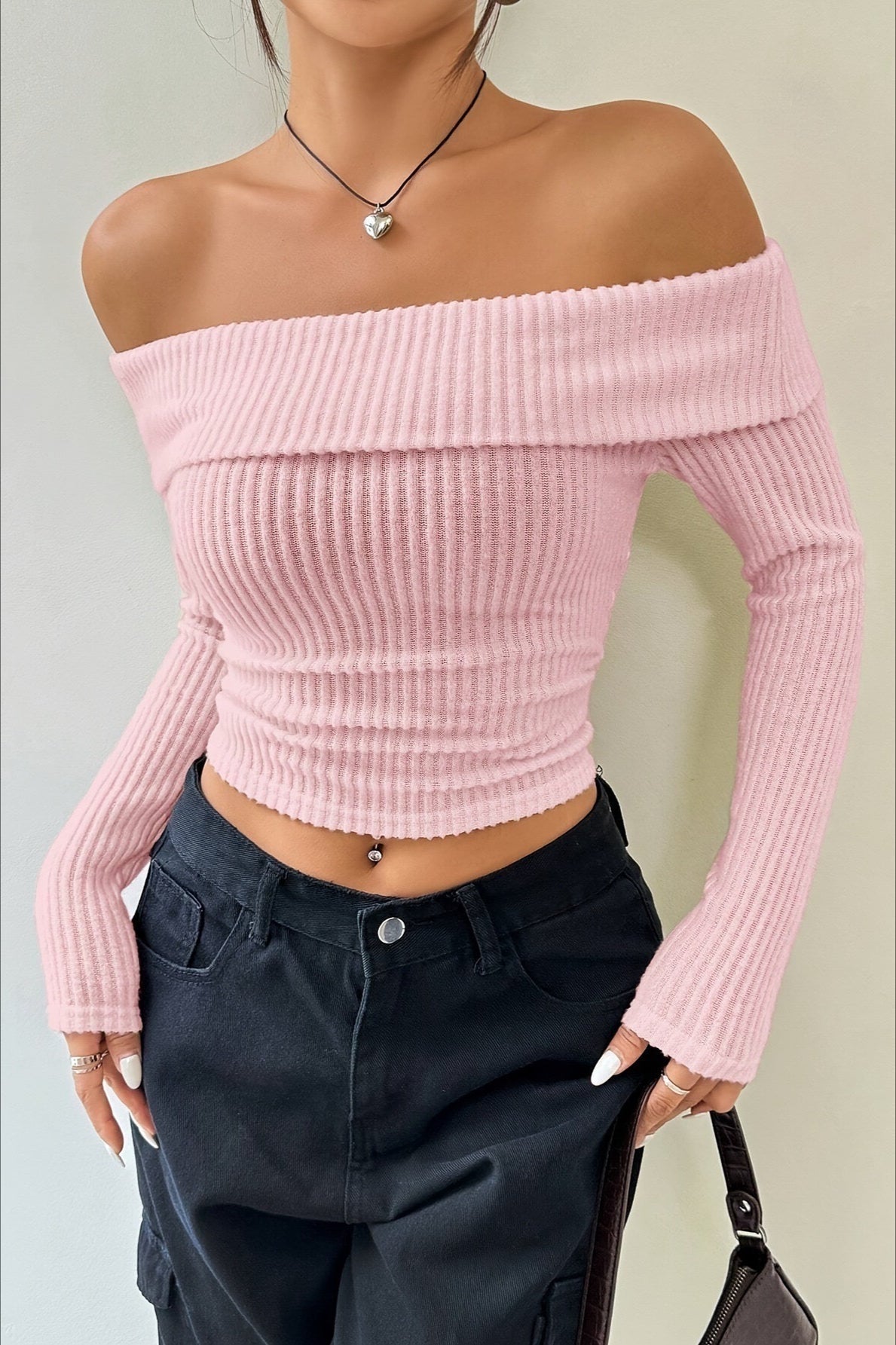 Off Shoulder Long Sleeve Sweater