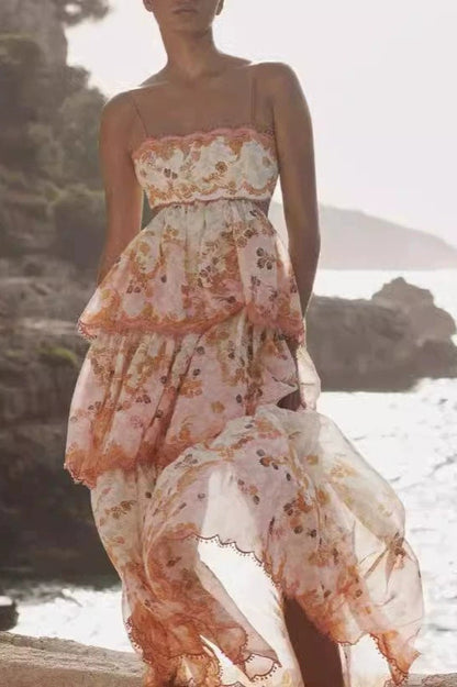 Tiered Fringe Crop Embroidered Tank Boho Dress