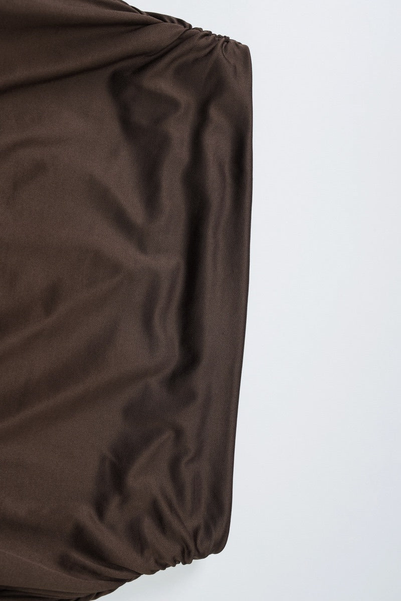 Ruched Asymmetric Shoulder Long Sleeve Tee