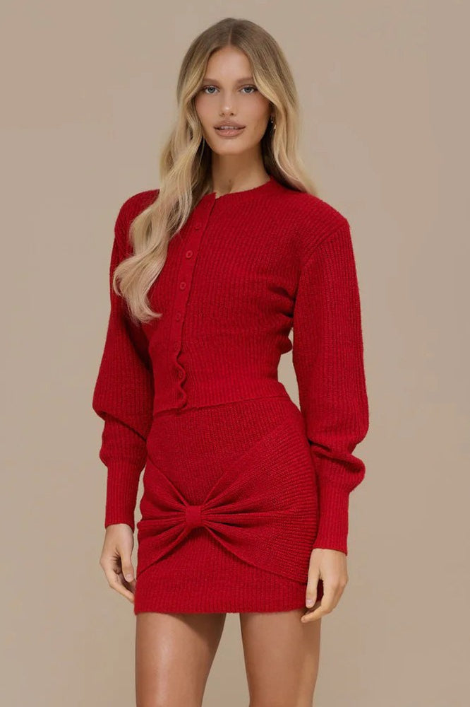 Single Breasted Knit Sweater Bodycon Skirt Skirt Set