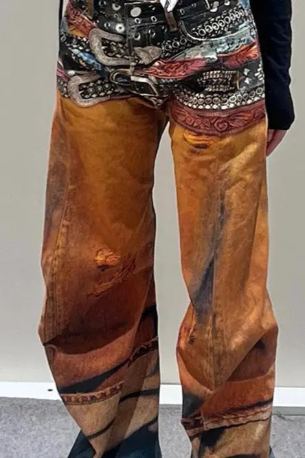 Street Style Abstract Gradient Jeans