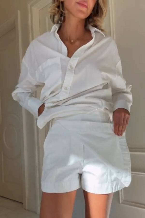 Irregular white A-line skirt