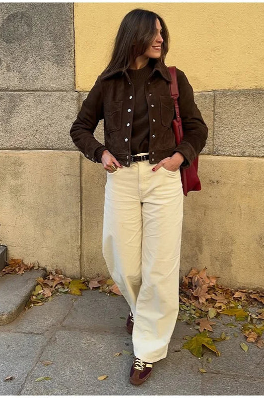 Single-Breasted Suede Jacket