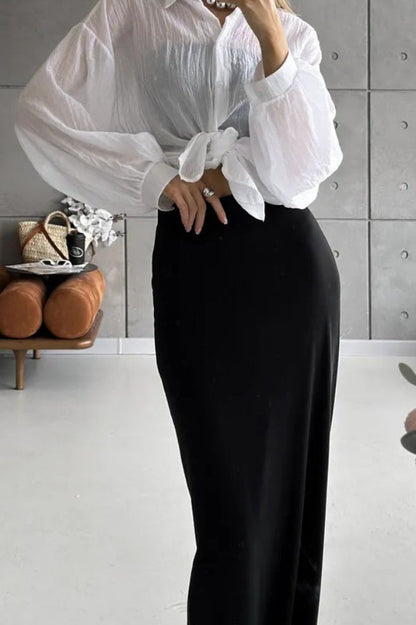 Solid Lightweight Long Sleeve Blouse