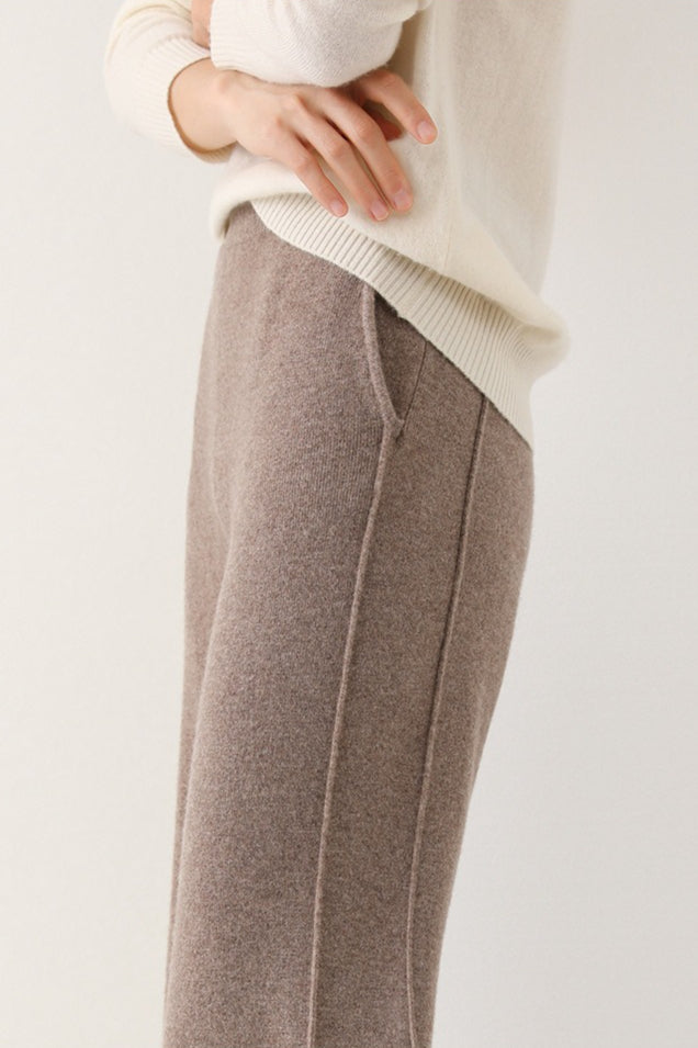 Wool Soft Straight Split Knit Pants