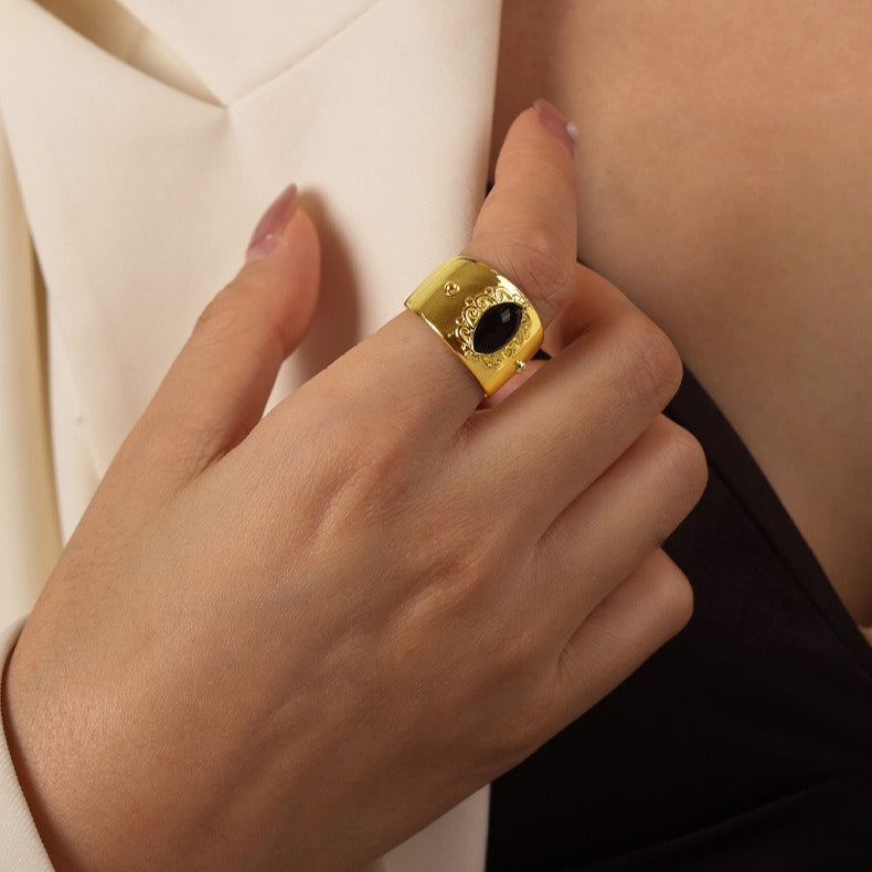 Vintage Style Copper Zirconia Open Ring