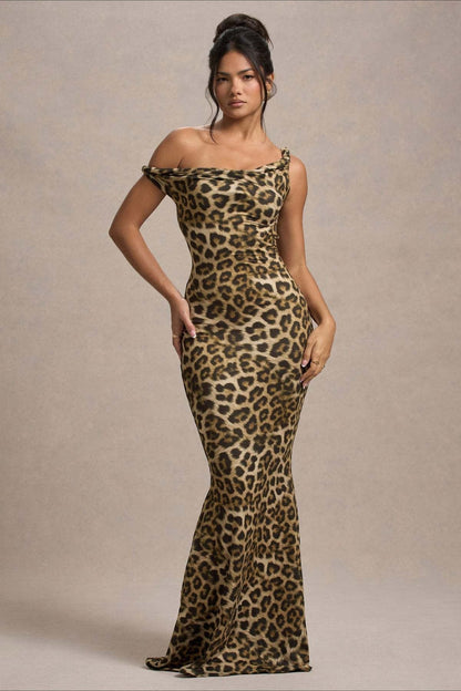 Print One-Shoulder Bodycon Party Dress