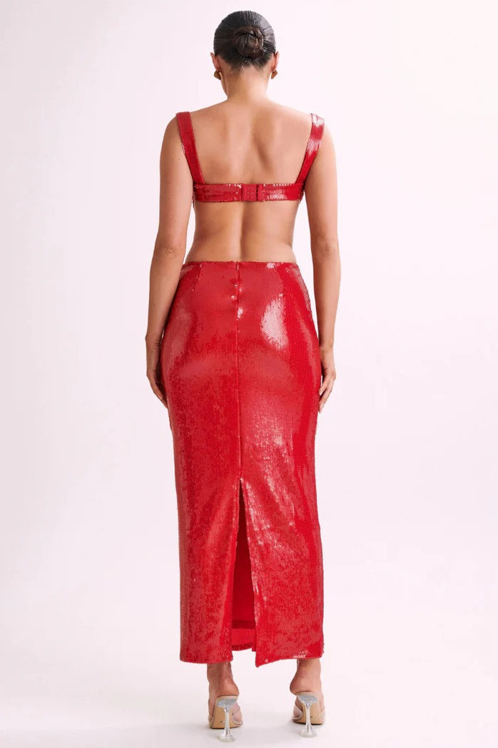 Backless Slim Spaghetti Strap Sequin Dress