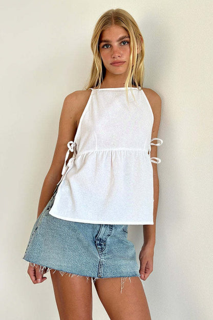 Minimalist Side Tie Solid Tank Top