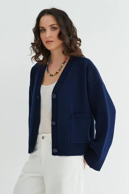 Loose Fit V Neck Cardigan Sweater