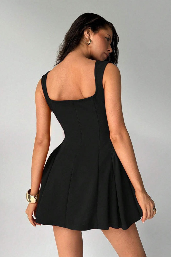 Elegant Square Neck Sleeveless Bodycon Cocktail Dress