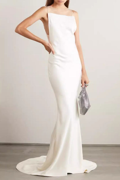 Corset Strapless Open Back Reception Dress