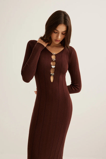 Elegant Ribbed Knit Bodycon Dress
