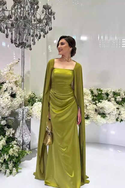 Stylish Long Patchwork Cape Formal Dress