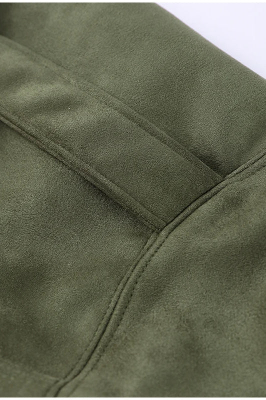 Suede Cropped Zip-Up Jacket