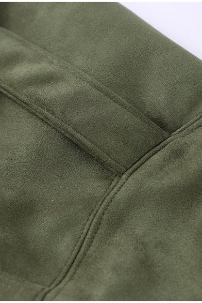 Suede Cropped Zip-Up Jacket
