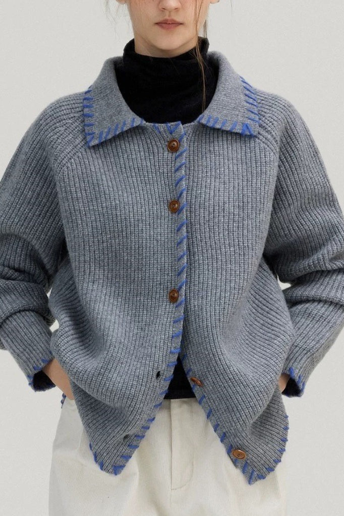 Iceland Blue Heavyweight Wool Cardigan