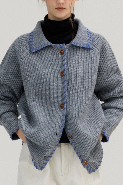 Iceland Blue Heavyweight Wool Cardigan