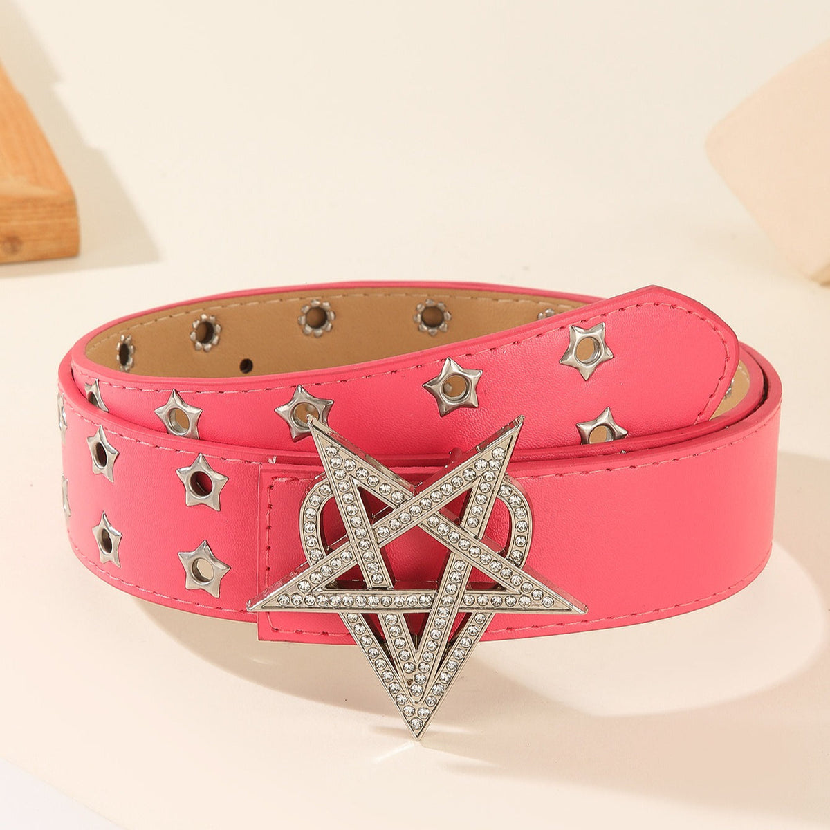 Punk Star Rhinestone Studded Hollow Belt