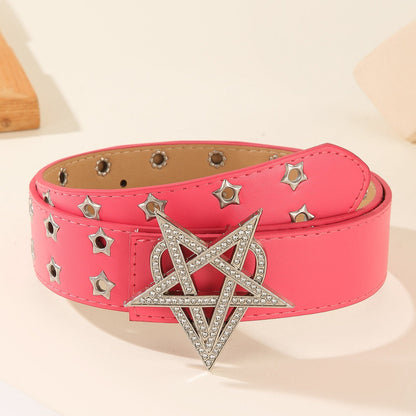 Punk Star Rhinestone Studded Hollow Belt