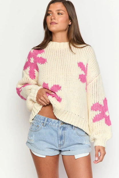 Pullover Floral Detail Sweater