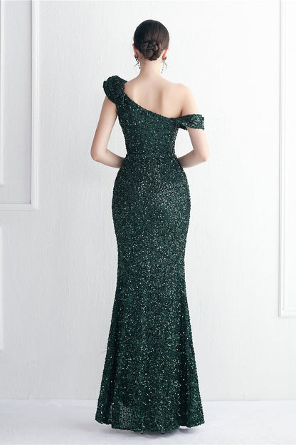 Embellished One Shoulder Mermaid Formal Dress