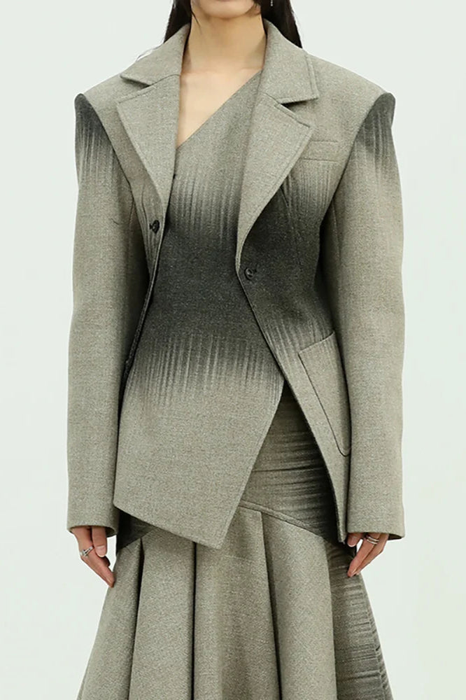 Irregular Collar Cotton Blazer