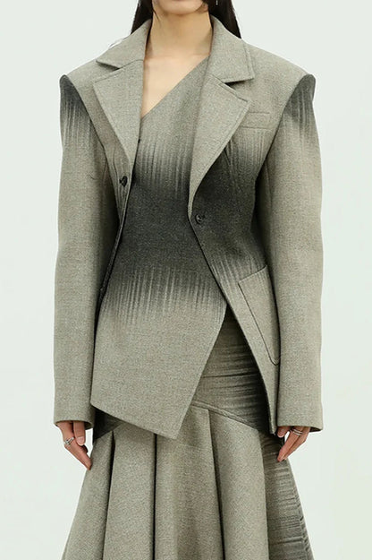 Irregular Collar Cotton Blazer