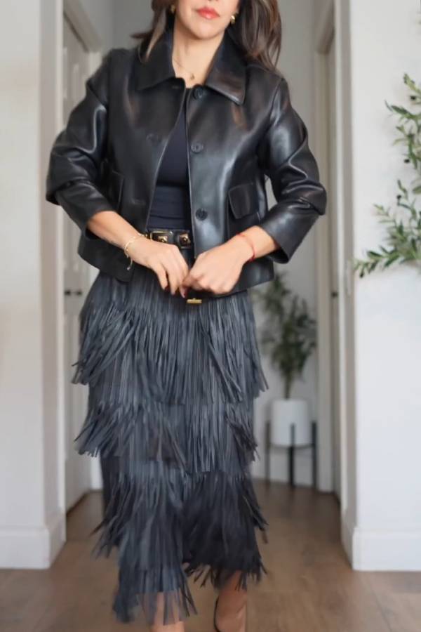 Faux-leather jacket with pockets