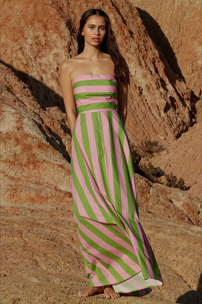 Elegant Striped A Line Vacation Dress