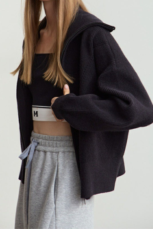 Cropped Sailor Collar Cardigan