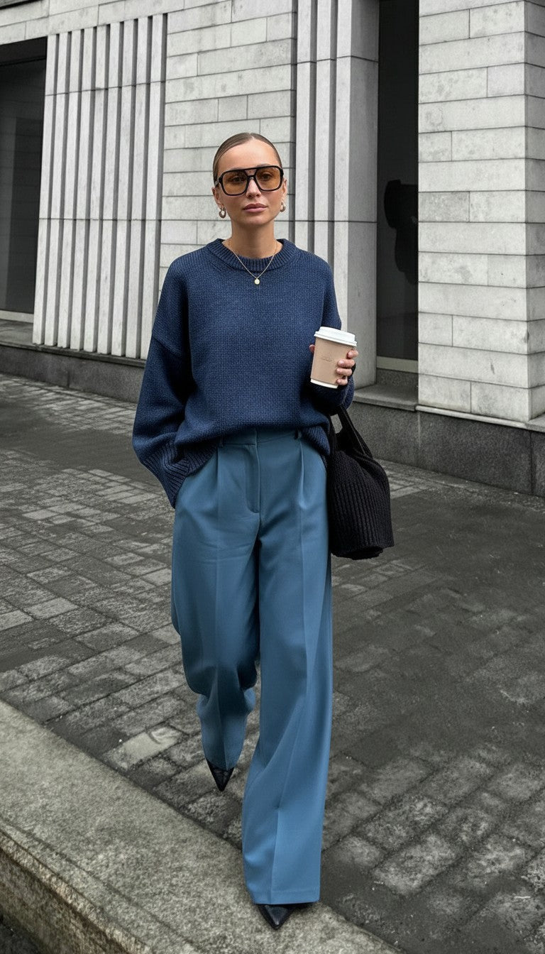 Solid Knit Crew Neck Sweater