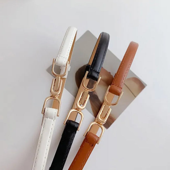 Slim Double Buckle Narrow Belt