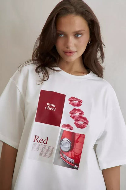 Cotton Graphic Print Loose Fit Casual Short Sleeve Tee