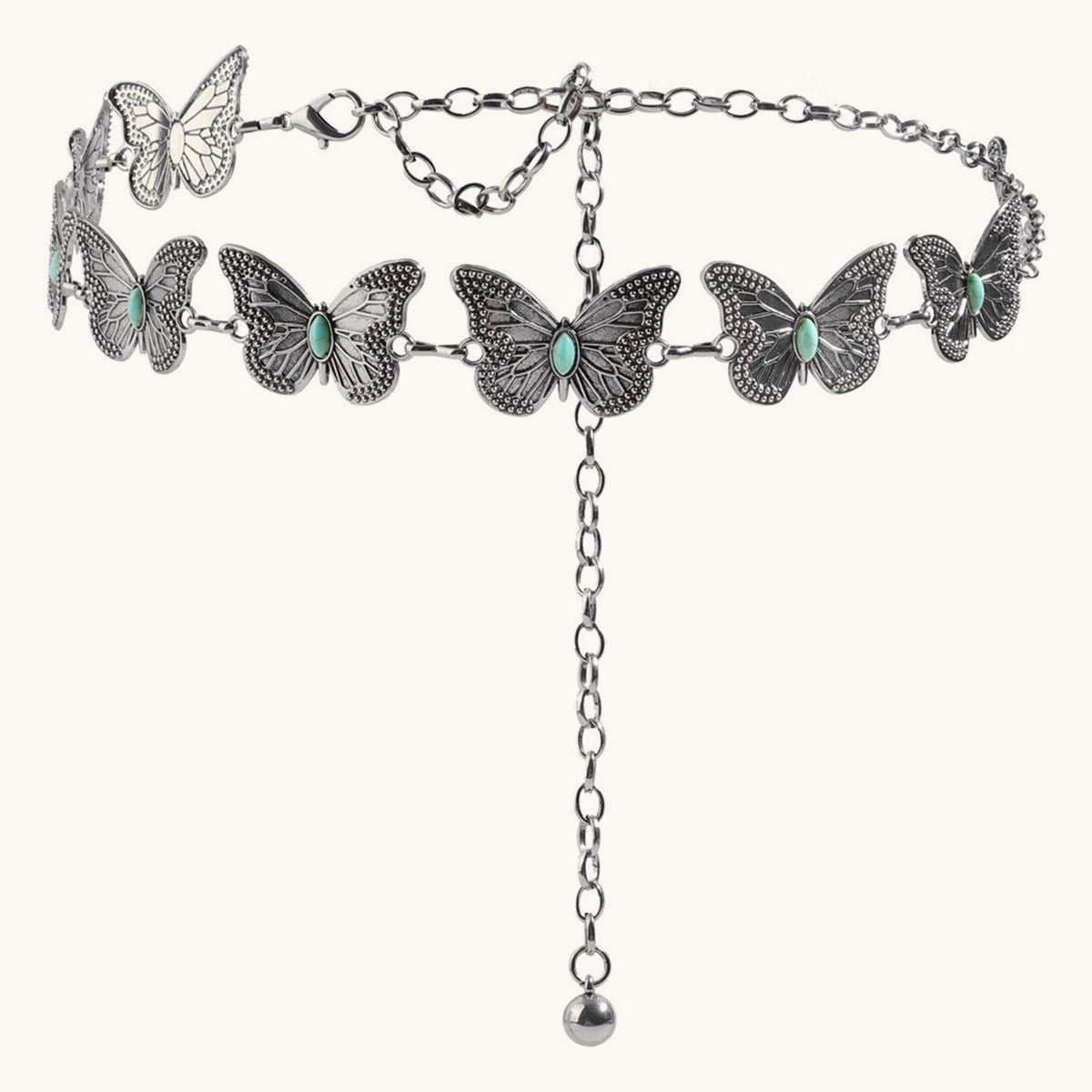 Turquoise Butterfly Metal Waist Chain