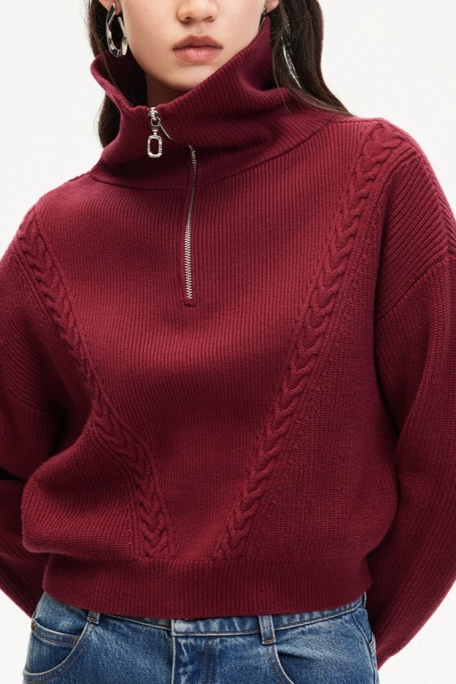 Short Cable Knit Pullover Sweater