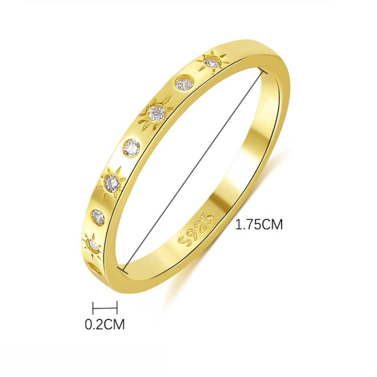 Sterling Silver Square Geometric Zirconia Ring