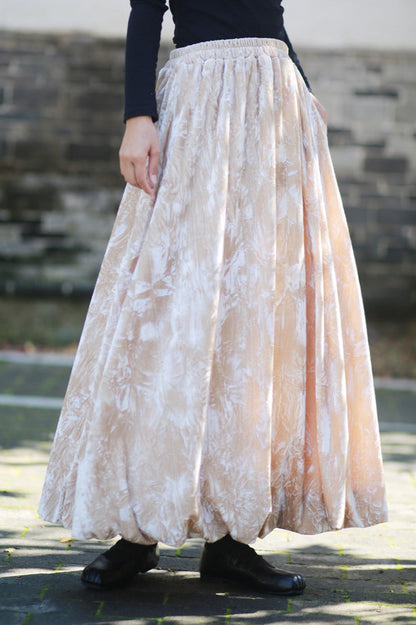 Vintage Velvet Tie Dye Swing Midi Skirt