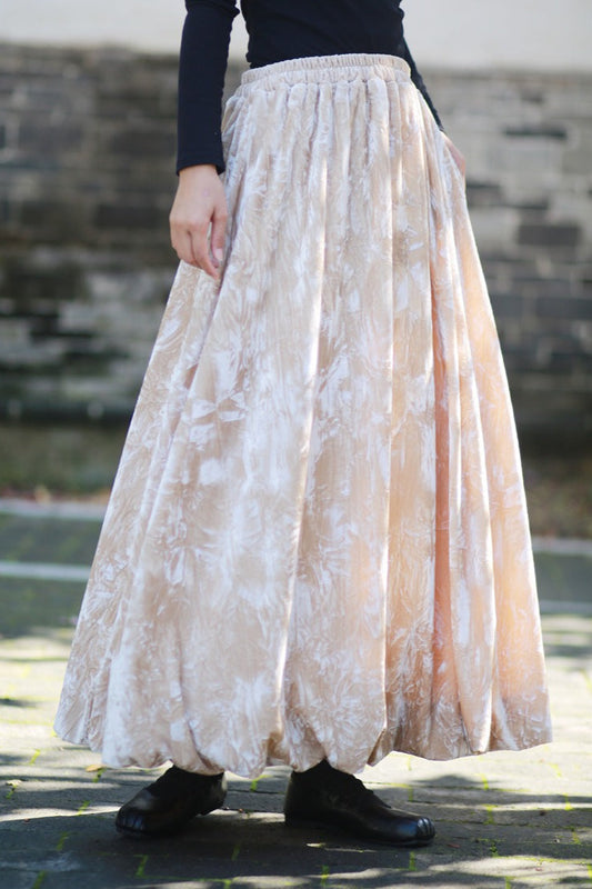 Vintage Velvet Tie Dye Swing Midi Skirt