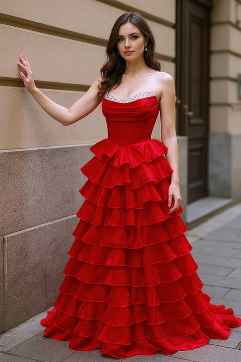 Crystal Mesh Corset Ball Gown Prom Dress
