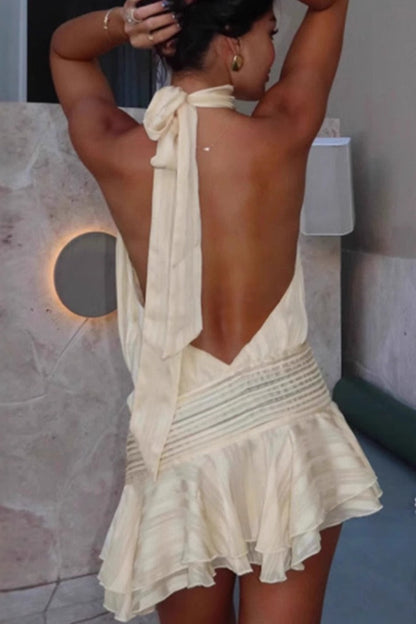 Sleeveless Tie Back Mini Vacation Dress