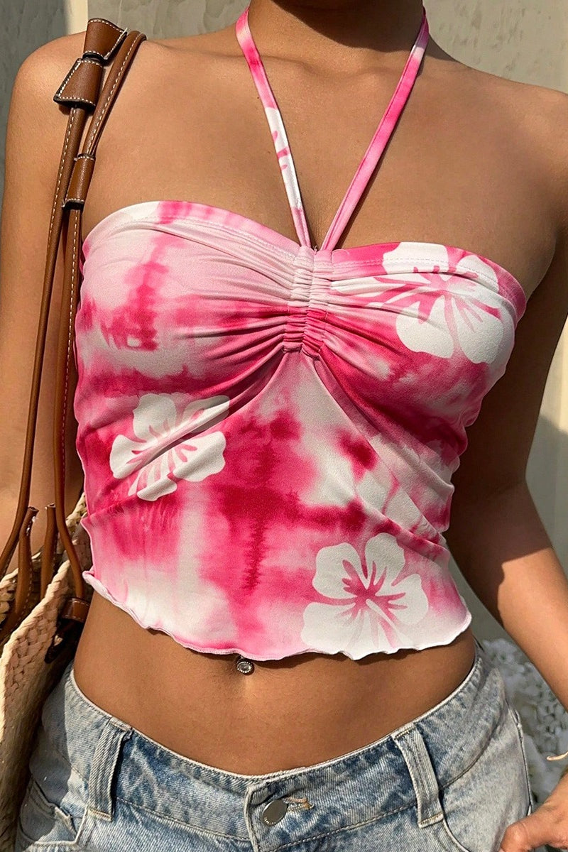 Sexy Backless Tie Dye Halter Top