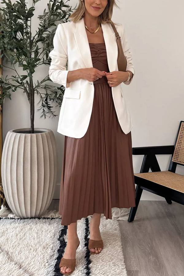 Strapless Ruched Pleated Dress