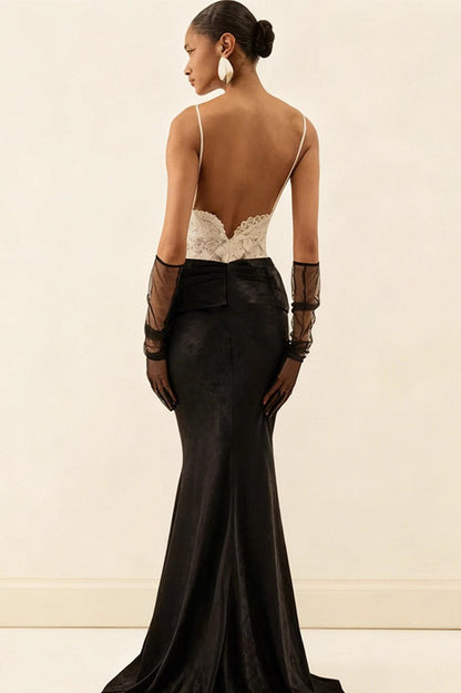 Lace Satin Mermaid Prom Dress